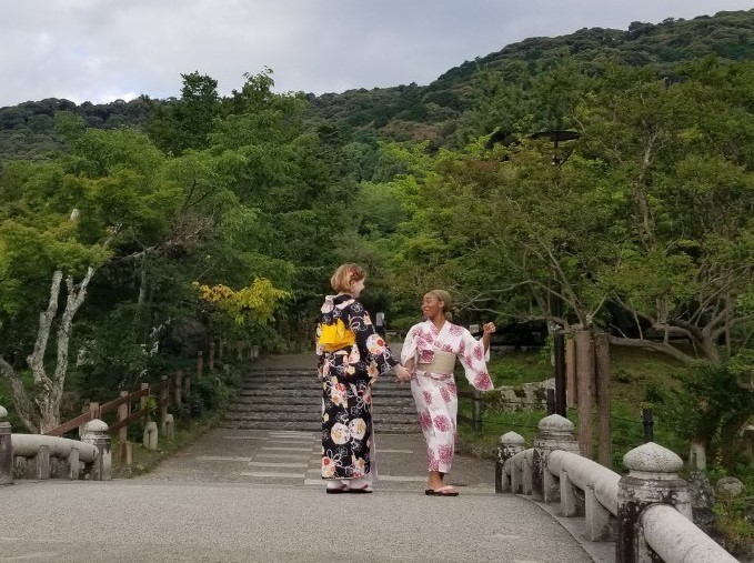 two girls in kimonos